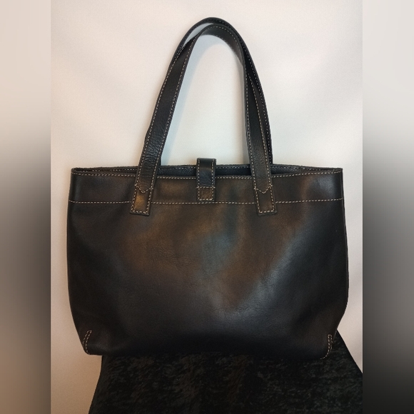 Fossil Black Leather Tote Computer Bag - Picture 5 of 9